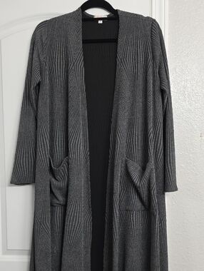 LuLaRoe Sarah, Gray Open-Front Long Duster Cardigan